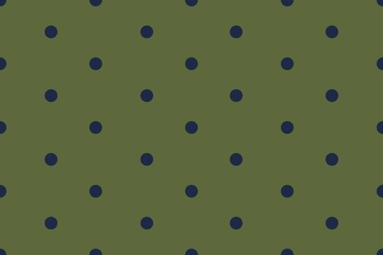 seamless pattern with navy dots on olive green