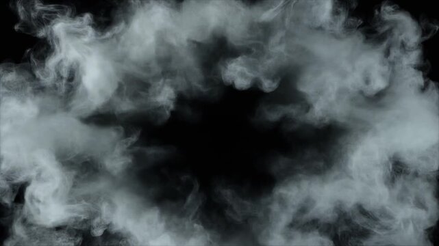 黒背景に浮かぶ真珠色の煙球体
