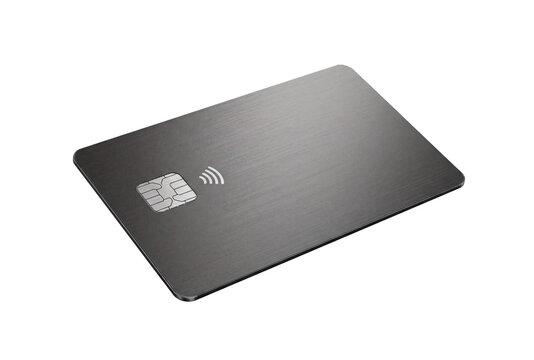 Minimal black payment card featuring an integrated chip and contactless symbol, isolated for banking, payments, finance, transactions and digital commerce concepts.