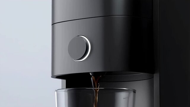 Coffee Machine Dispensing Hot Liquid Into a Glass, Showcasing a Seamless Looping Animation. Modern Product Demonstration Footage.