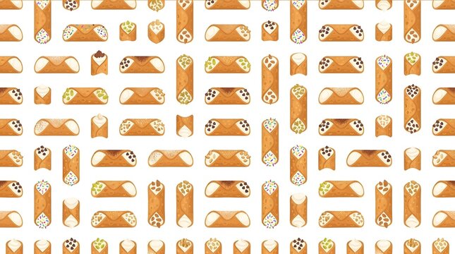 Traditional Italian cannoli vector seamless pattern for pastry menu