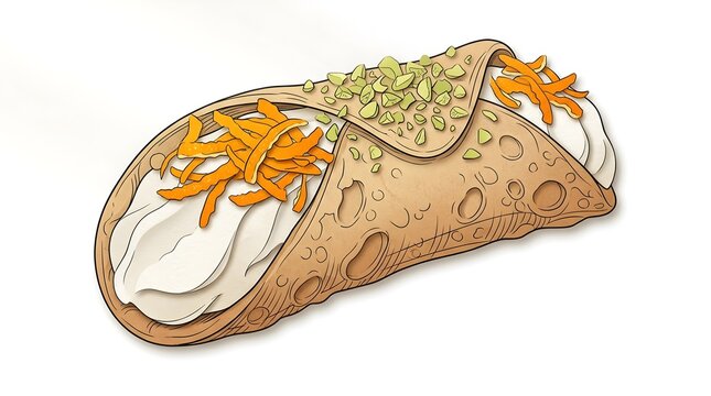 Traditional Sicilian cannoli vector illustration on white background