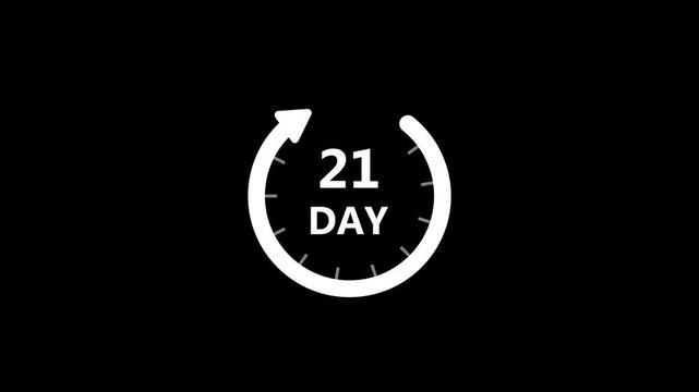 Circular progress indicators with 21 day counts in white on black background for time tracking