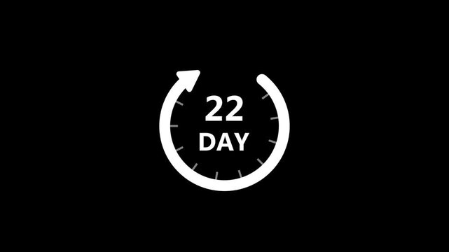 Circular timer icons with numbers indicating elapsed 22 days against a black background