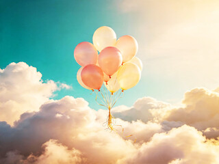 Fototapeta premium Pastel Balloon Dream Background for Birthday Celebrations