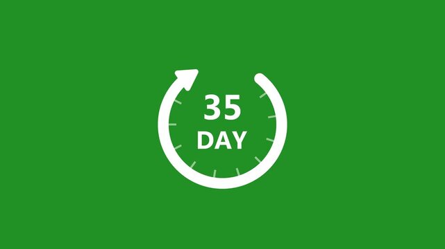 Circular 35 day Countdown Timer Animated Graphic with Rotating Arrows on Green and Black Backgrounds