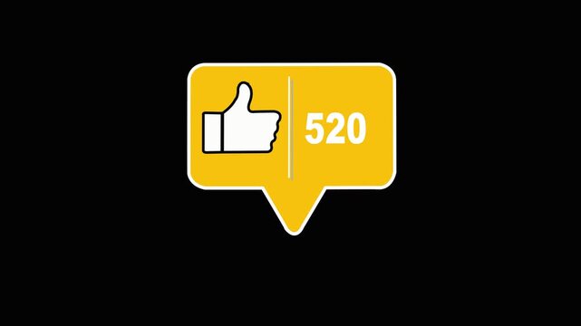 social media-like icon with a thumbs-up and &ldquo;4000&rdquo; likes on a black background.HD VIdeo Animation .