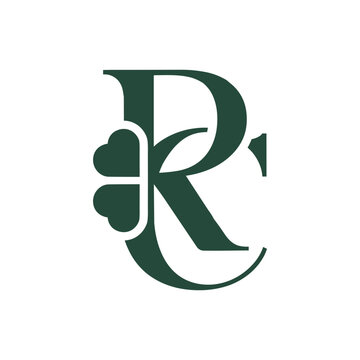 Letter rc monogram logo with clover leaf