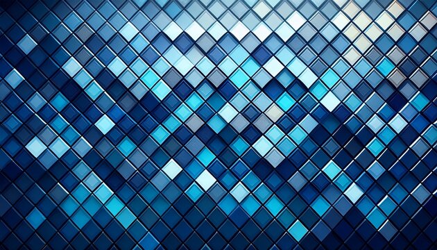 a blue tinted diamond patterned mosaic with varying shades