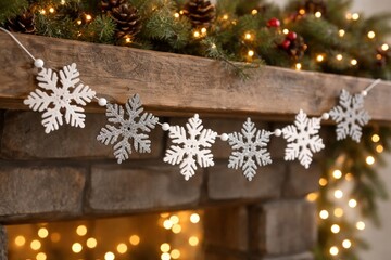 Fototapeta premium Festive snowflake garland decoration