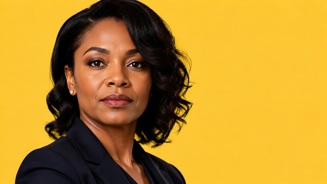 Confident Black Female Finance Director Portrait Representing Strategic Leadership, Investment Planning, Business Growth and Professional Financial Decision Making for Global Companies