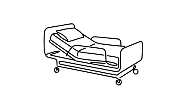 Hospital Bed Medical Patient Care Thin Line Outline Vector Icon