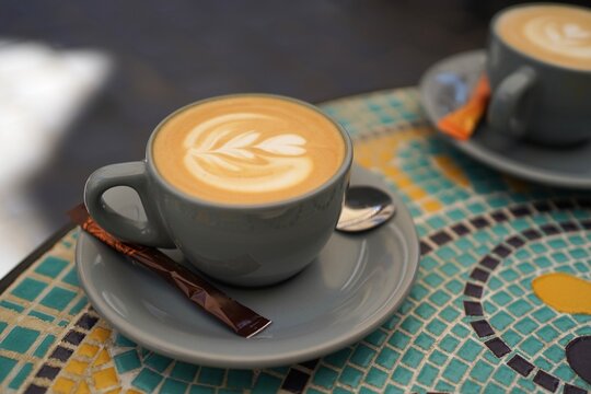 Cappuccino Served in a Charming Caf&eacute; in Brasov, Romania