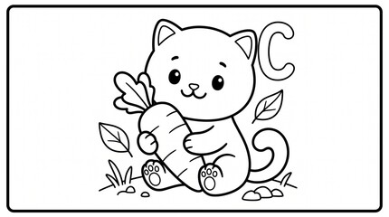 Fototapeta premium Cute animal alphabet coloring page collection featuring adorable original animals, letters A to Z, playful objects, simple activities, bold outlines, and clean compositions. Perfect for preschool lear