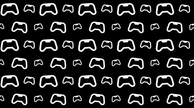 Seamless Pattern Design Featuring White Outline Game Controller Icons 4k Motion Loop