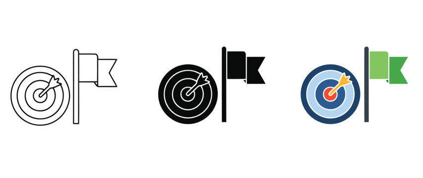 Target Practice Icons with Flag Variations Showing Different Styles