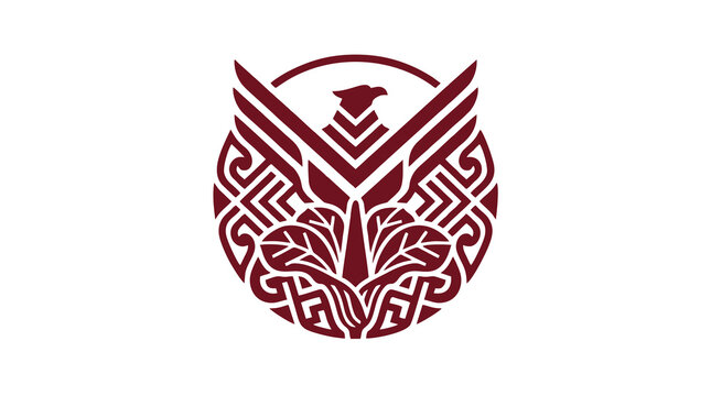 Abstract Batik Emblem Eagle and Titan Arum Flower Logo Symbol