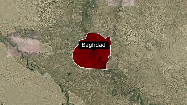 Baghdad Iraq Map Animation Highlighting City Location