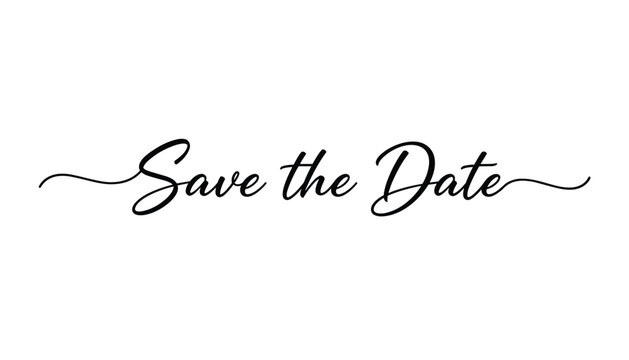 Elegant Save the Date text in a beautiful calligraphy script font, perfect for wedding invitations and formal event announcements.