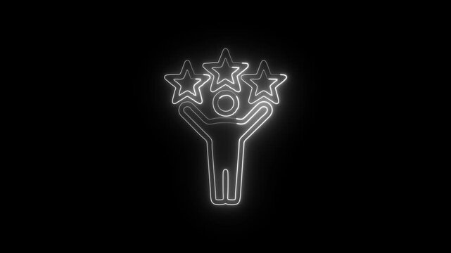 Celebration Star Figures Icon Animation with Glowing Lines on Black Background