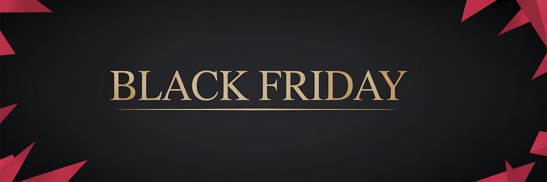Dramatic black friday sale banner with dark floral elements and bold typography