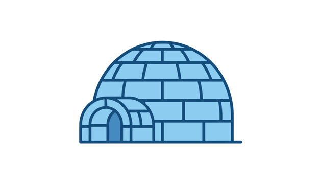 Small igloo home made of ice blocks, depicted as a simple and clean flat illustration for winter or arctic-themed design projects.