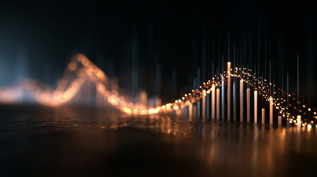 Glowing Digital Sound Wave and Big Data Visualization