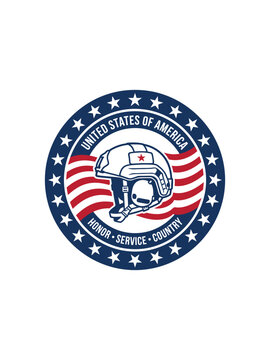 USA Veterans Day Honor Service Country Military Helmet Badge