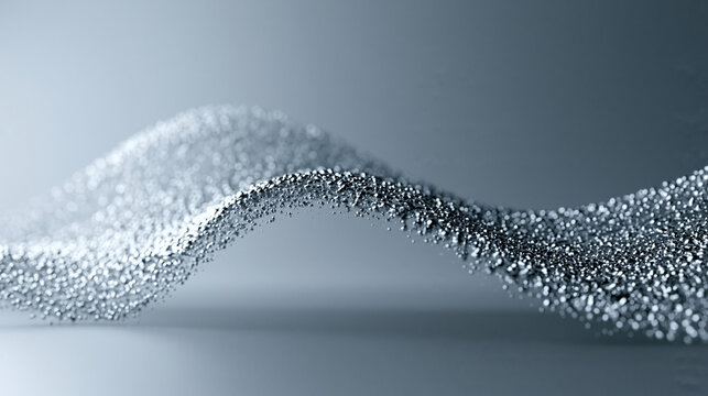 Abstract Particle Wave Flowing on Blue Gray Background