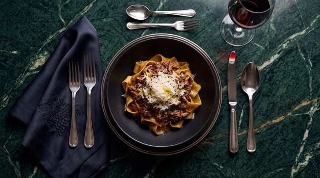 Gourmet Pappardelle Pasta with Ragu and Red Wine
