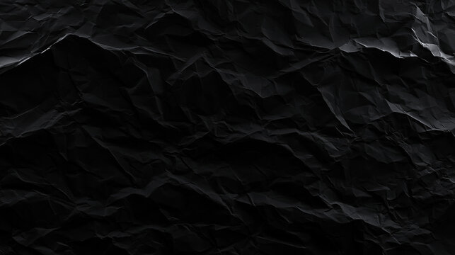 Crumpled Black Paper Texture Background