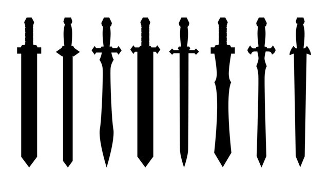 Black Knight Sword Silhouette Collection Medieval Longsword Weapon Icon