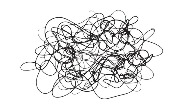 Abstract tangled scribble lines forming a dense monochrome composition.