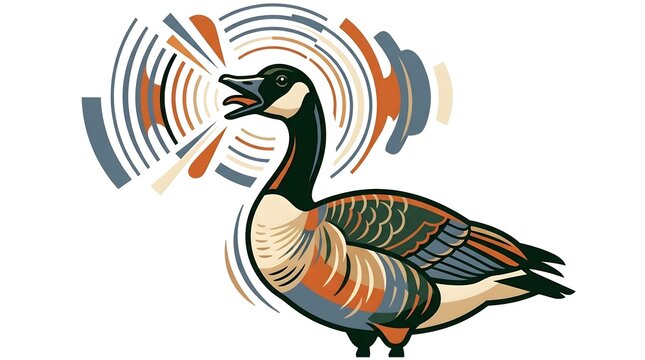 Modern Canadian goose vector illustration with abstract circles