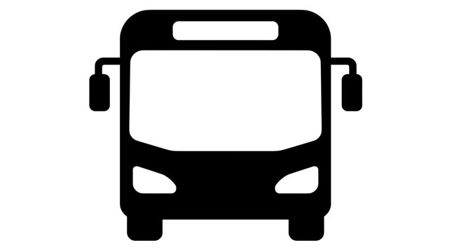 Front view of a large bus isolated on white background.