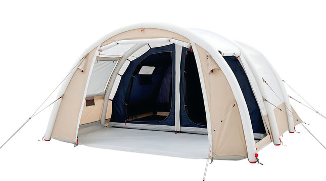 Large white inflatable family camping tunnel tent.