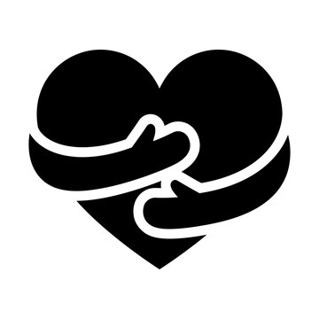 heart being hugged by two arms glyph icon