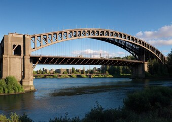 Fototapeta premium Large Suspension Bridge over a River