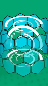 Animation of shapes and spots on green background