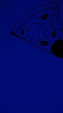 Animation of pizza slices over dark blue background
