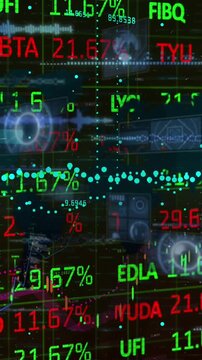 Animation of statistics and data processing over cityscape
