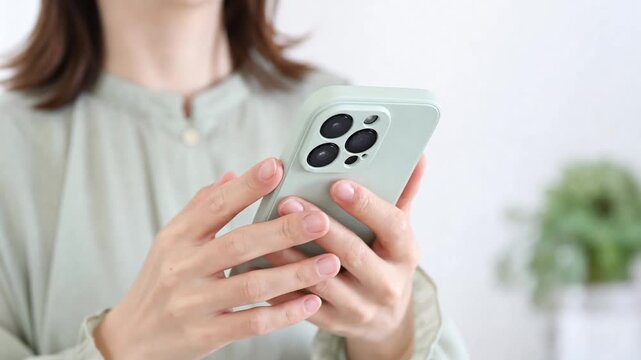 Close-up of woman using smartphone with both hands【Generative AI】
