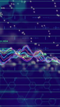 Animation of data processing and clouds over grid