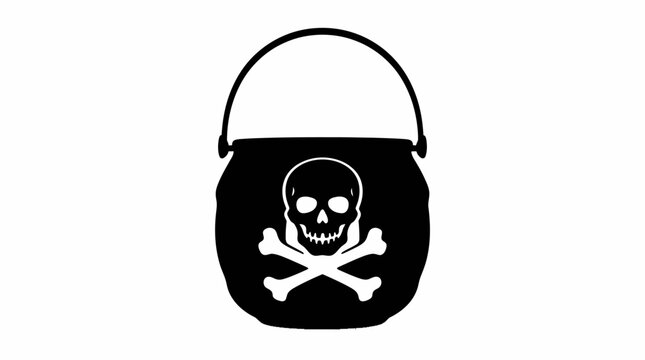 Halloween Halloween Poison Bucket Illustration. Classic Skull and Crossbones Pot Icon. Spooky Season Design Element. Flat Silhouette Vector Art for Web Print vector