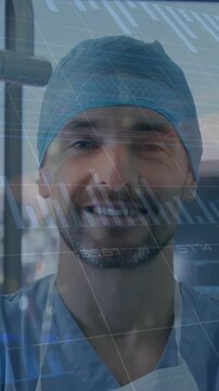 Animation of data processing over caucasian male doctor