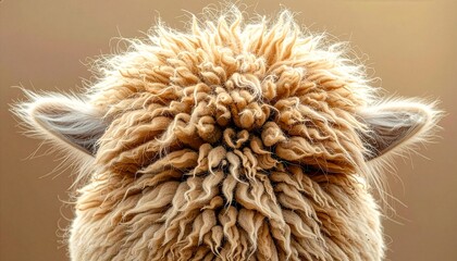 Naklejka premium Fluffy Alpaca Rear Head Immersive Wool Background