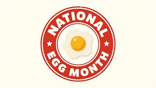National egg month logo with egg graphic and stars