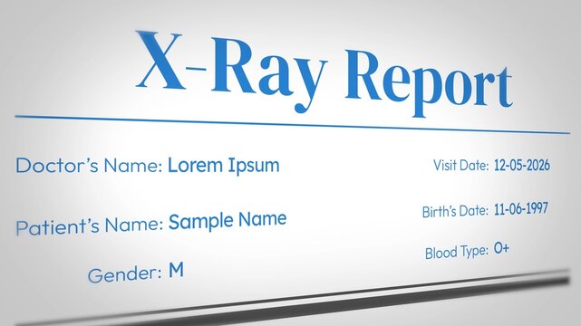 X-ray report template with doctor and patient template design, 4k animation.