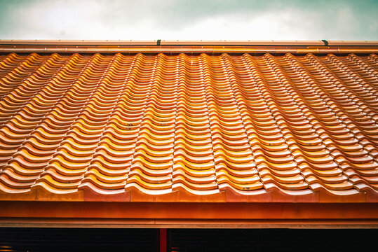Glazed Sekishu Kawara Roof Tiles in Warm Orange Tones