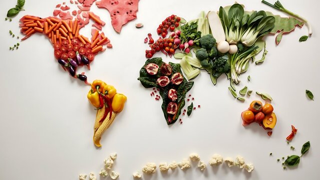 World map made of colorful flowers and leaves